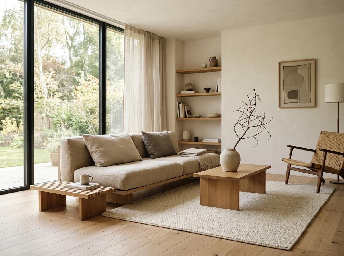 minimal living room neutral tones