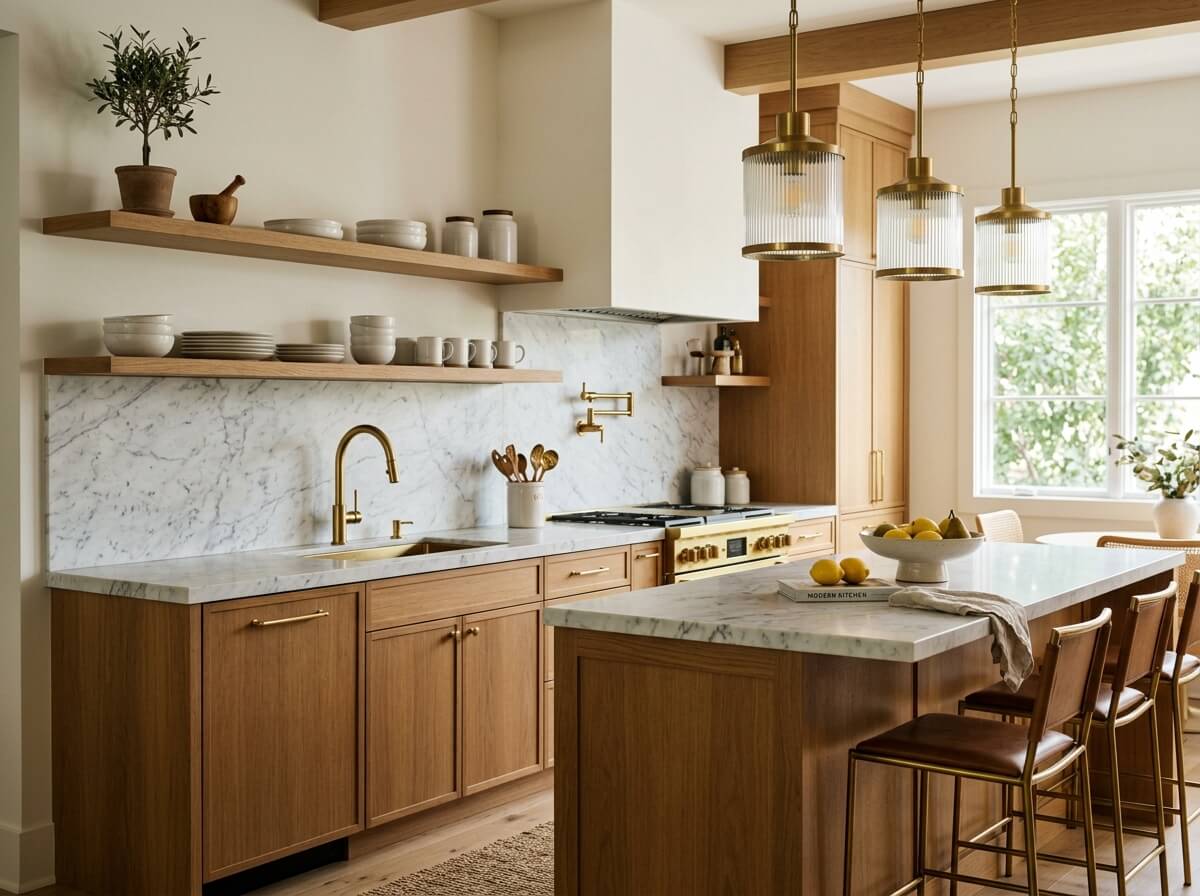 modern kitchen with marble counter