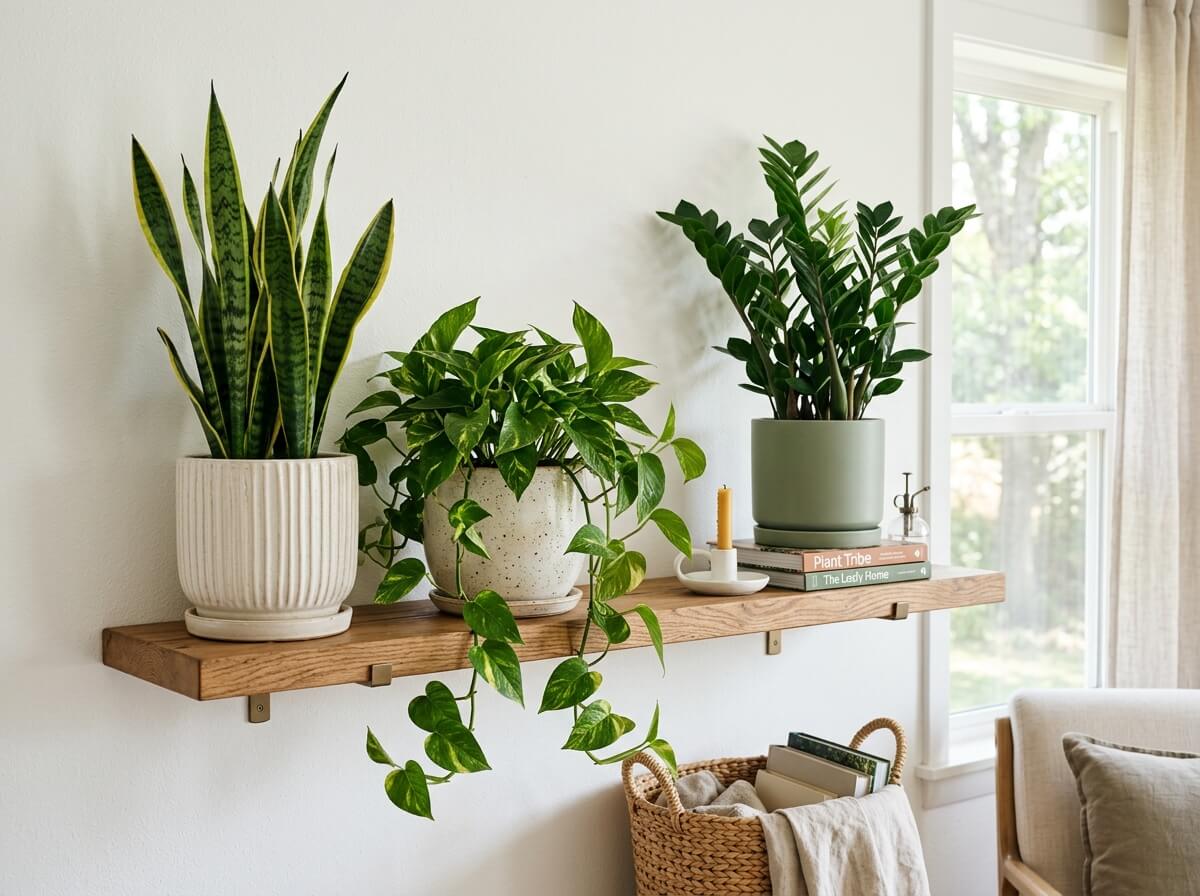 shelf arrangement with plants
