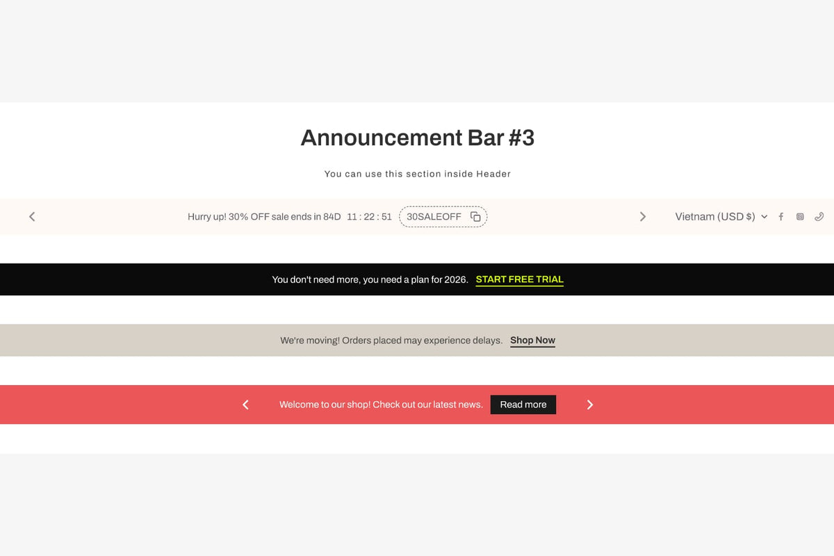 Announcement bar 3