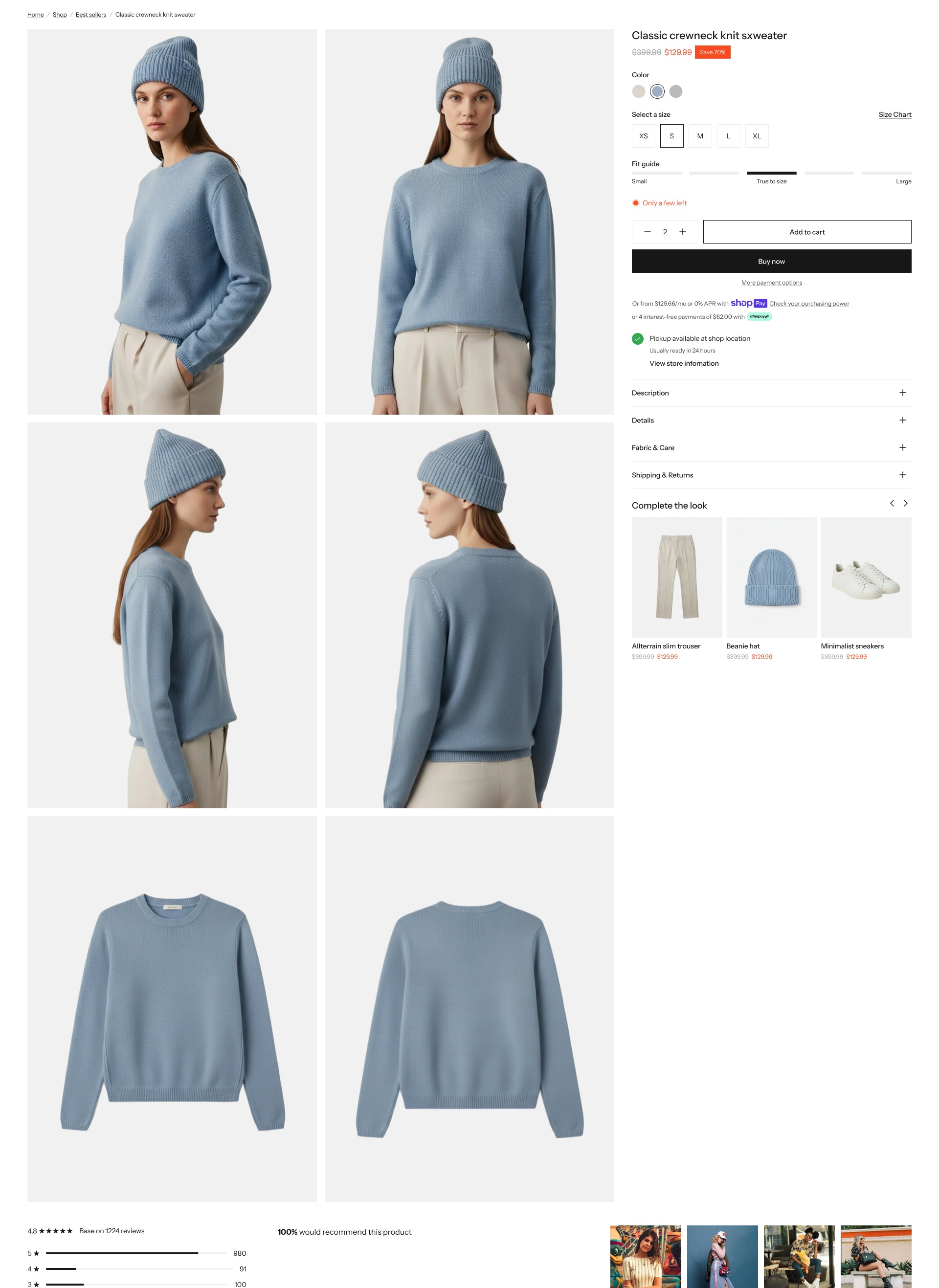Product page - Clothing