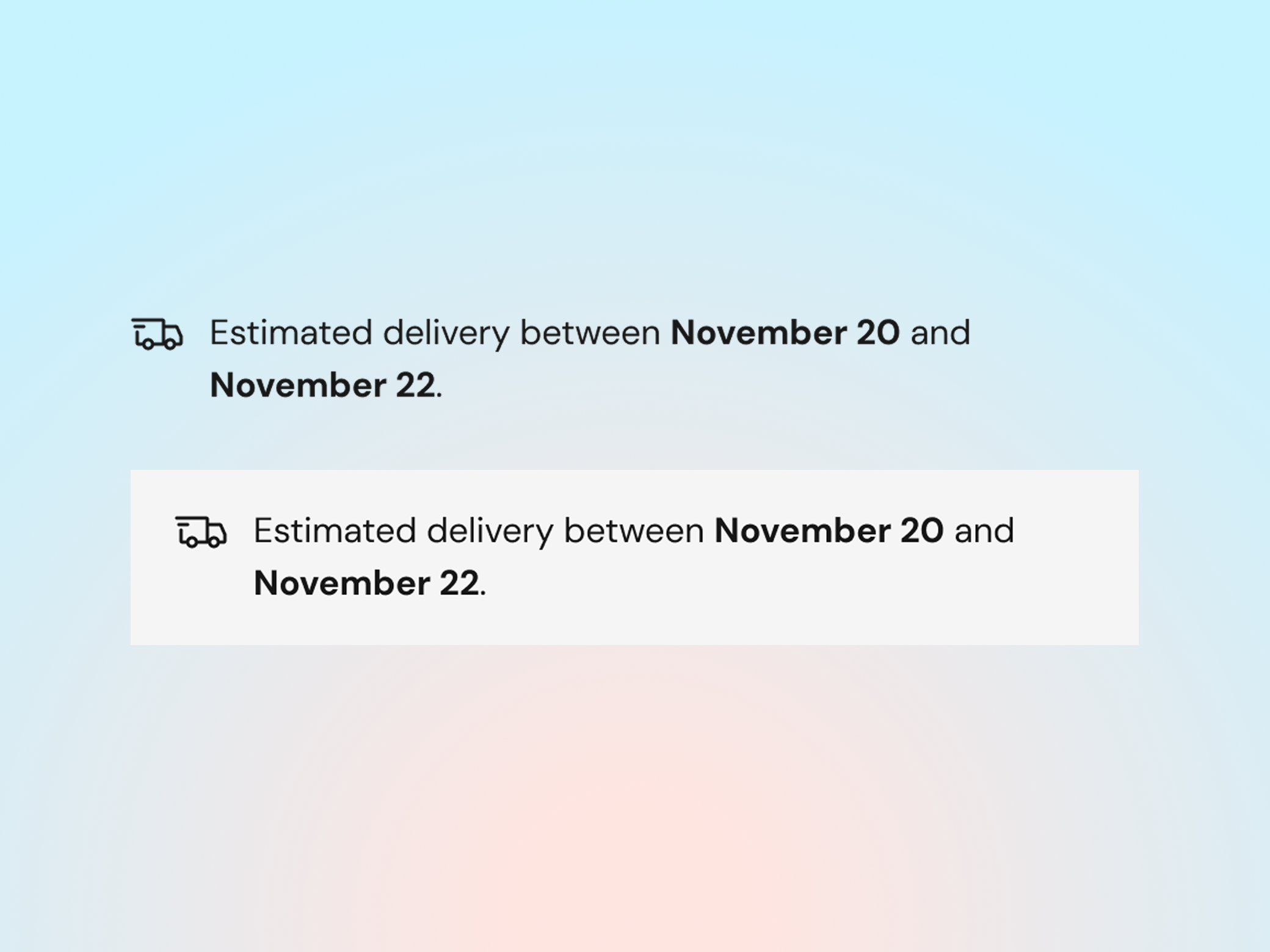 Estimated delivery time