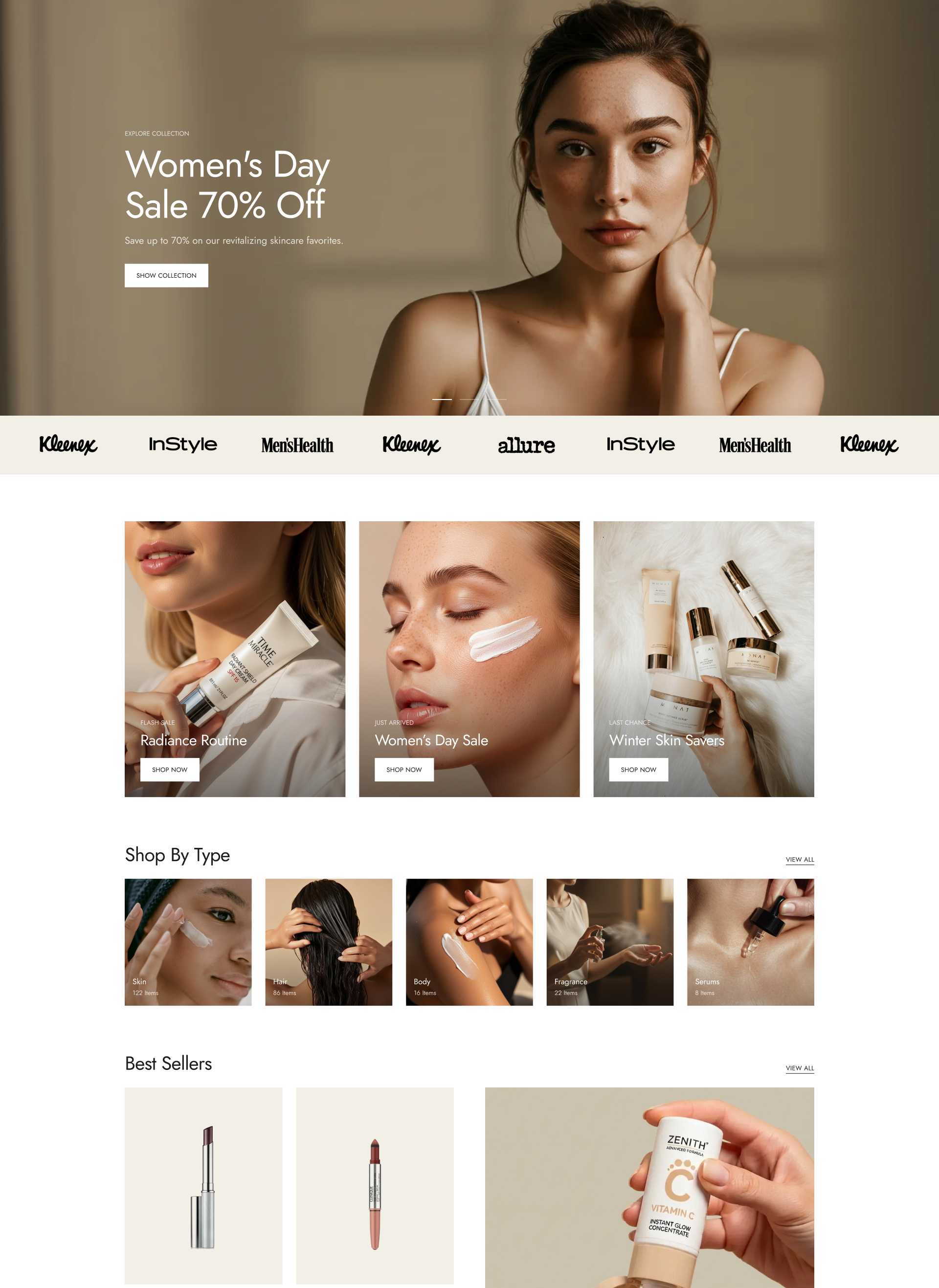 Women's Day Homepage Template for Beauty