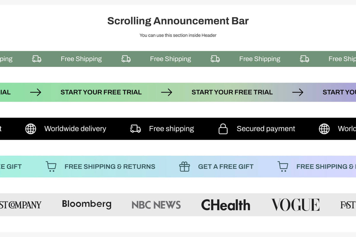 Scrolling announcement bar