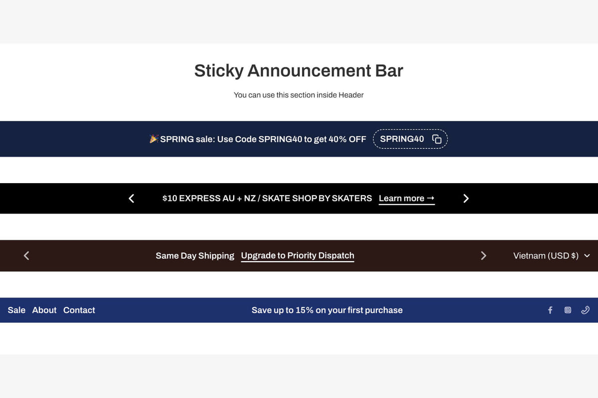 Sticky announcement bar
